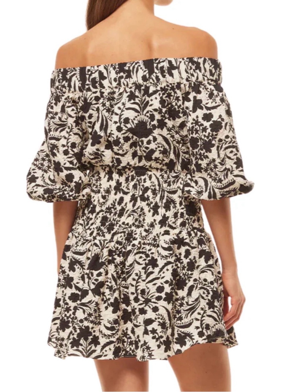 MISA Los Angeles Marta Flora Negra Floral Smocked Off Shoulder Mini Dress XS - Picture 4 of 14